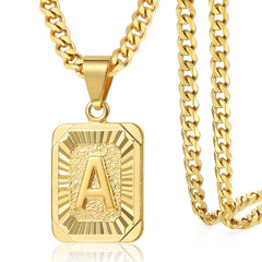 A-Z Pendant Letter Necklace Stainless Steel