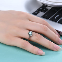 1.0Ct Round Modern Bypass Green Moissanite Engagement Ring