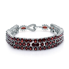 30.80Ct Natural Red Garnet Gemstone Bracelet Genuine 925 Sterling Silver Bracelets