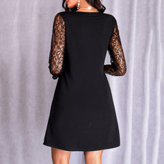 Glamorous Black Shiny Mesh Stitching Women Party Dress