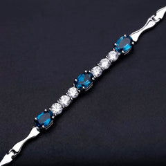 Natural London Blue Topaz  Bracelet 925 Sterling Silver