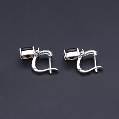 Sterling Silver Natural Smoky Quartz Garnet Rings & Clip Earrings Set