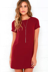 Women's O-neck solid color mini dress