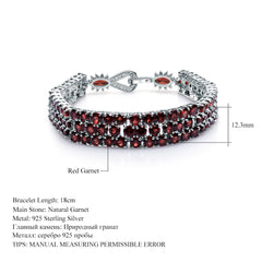 30.80Ct Natural Red Garnet Gemstone Bracelet Genuine 925 Sterling Silver Bracelets