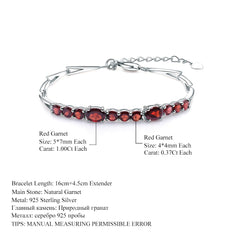 5.32Ct Natural Red Garnet Tennis Bracelet Genuine 925 Sterling Silver