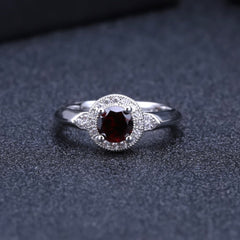 3.15Ct Natural Red Garnet Earrings Ring Set 925 Sterling Silver Jewelry Set