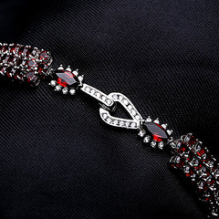 30.80Ct Natural Red Garnet Gemstone Bracelet Genuine 925 Sterling Silver Bracelets