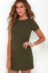 Women's O-neck solid color mini dress