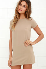 Women's O-neck solid color mini dress