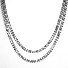 2pcs/Set 5mm Double Chains Stainless Steel Necklace