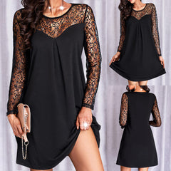 Glamorous Black Shiny Mesh Stitching Women Party Dress