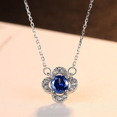 925 Sterling Silver with Sri Lanka Sapphire Necklace