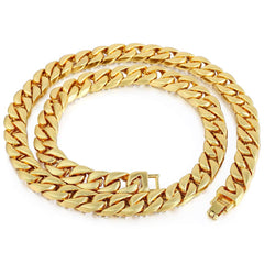 14mm Men's Necklace Cuban Gold Necklace Paved Rhinestones