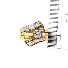 1373 - Sterling Silver 925 ring set with gold plating in CUBIC ZIRCONIA ships in one 5Wy