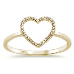 Gold Heart Cut out Diamond Ring Size 6.5