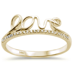 Gold Diamond Heart Love Script Ring Size 6.5