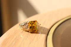 1390 - 14K tone 925 Sterling Silver Ring with CUBIC ZIRCONIA  in Yellow