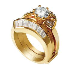 1373 - Sterling Silver 925 ring set with gold plating in CUBIC ZIRCONIA ships in one 5Wy