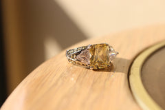 1389 - Rhodium 925 Sterling Silver Ring with CUBIC ZIRCONIA  in Light Yellow