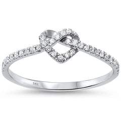 14kt White Gold Love Heart Knot Forever Diamond Ring