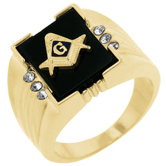 Onyx Masonic Men's Ring