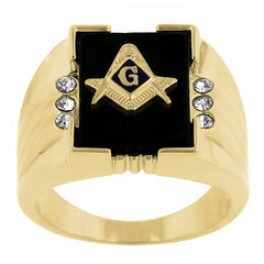 Onyx Masonic Men's Ring