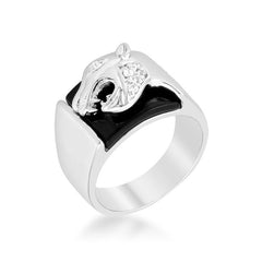 Cubic Zirconia Men's Panther Ring Onyx