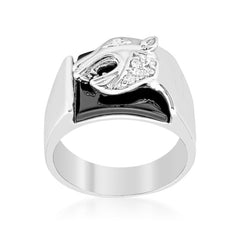 Cubic Zirconia Men's Panther Ring Onyx