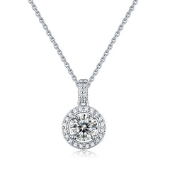 1.0Ct D Color Twinkle Stone Moissanite Diamond Round Pendant Necklace