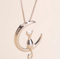 Cat Moon Pendant Necklace