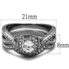 2296 - High polished (no plating) Stainless Steel Ring with CUBIC ZIRCONIA  in Clear