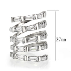 3729 High polished Stainless Steel Ring with CUBIC ZIRCONIA in Clear