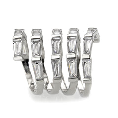 3729 High polished Stainless Steel Ring with CUBIC ZIRCONIA in Clear