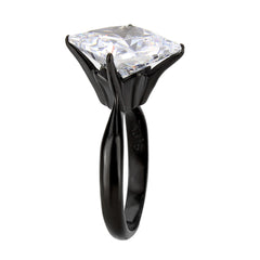 3736 IP Black  Stainless Steel Ring with CUBIC ZIRCONIA in Clear