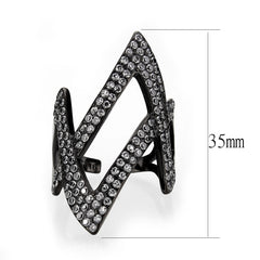 3748 IP Black  Stainless Steel Ring with CUBIC ZIRCONIA in Clear