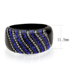 3751 IP Black  Stainless Steel Ring with CUBIC ZIRCONIA in Blue