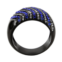 3751 IP Black  Stainless Steel Ring with CUBIC ZIRCONIA in Blue