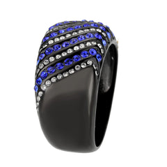 3751 IP Black  Stainless Steel Ring with CUBIC ZIRCONIA in Blue