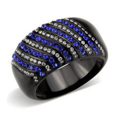 3751 IP Black  Stainless Steel Ring with CUBIC ZIRCONIA in Blue