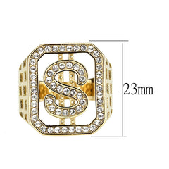 3757 - IP Gold(Ion Plating) Stainless Steel Ring with CRYSTAL in Clear