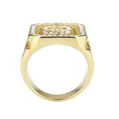 3757 - IP Gold(Ion Plating) Stainless Steel Ring with CRYSTAL in Clear