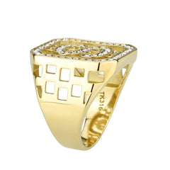 3757 - IP Gold(Ion Plating) Stainless Steel Ring with CRYSTAL in Clear