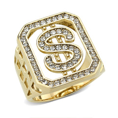 3757 - IP Gold(Ion Plating) Stainless Steel Ring with CRYSTAL in Clear