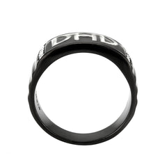 3759 - Two Tone IP Black (Ion Plating) Stainless Steel Ring with CRYSTAL in Clear