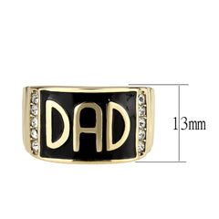 3760 - IP Gold(Ion Plating) Stainless Steel Ring with CRYSTAL in Clear