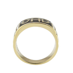 3760 - IP Gold(Ion Plating) Stainless Steel Ring with CRYSTAL in Clear