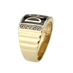 3760 - IP Gold(Ion Plating) Stainless Steel Ring with CRYSTAL in Clear