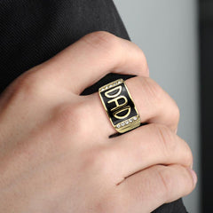 3760 - IP Gold(Ion Plating) Stainless Steel Ring with CRYSTAL in Clear