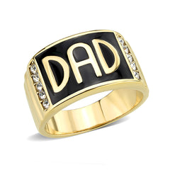 3760 - IP Gold(Ion Plating) Stainless Steel Ring with CRYSTAL in Clear