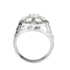 3762 - High polished (no plating) Stainless Steel Ring with CUBIC ZIRCONIA in Clear